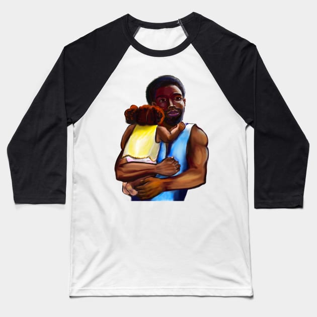 The best Father’s Day gifts 2022.Father and child - Super dad -  Strong muscular black man cradling a baby Baseball T-Shirt by Artonmytee